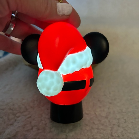 Disney Hallmark Mickey Santa plastic lighted Christmas ornament 4" off on button - Picture 3 of 8